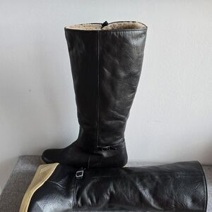 Rheinberger Brown Leather Fur-Lined Winter Boots Size 39 (US 8) Knee-High 